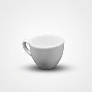 Klasikinės formos baltas espreso puodelis 65 ml, skirtas mėgautis stipria kava.